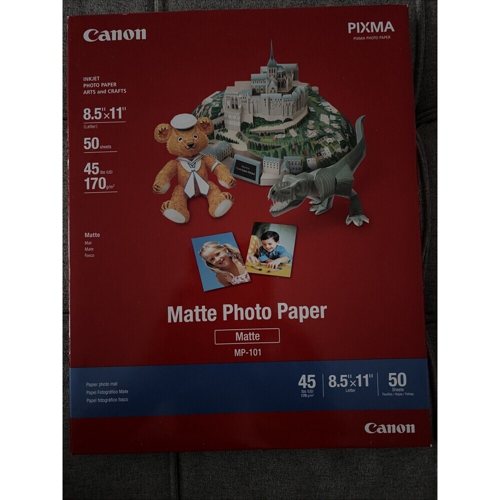 Canon PIXMA Matte Photo Paper, MP-101, 8.5x11 50 Sheets, 45lb Inkjet, NEW